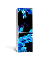 Виниловая наклейка на холодильник Синяя орхидея пленка самоклейка ПВХ с ламинацией 60х180 см цветы Синий