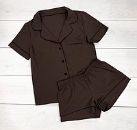 ВЫБОР ЦВЕТА Женская пижама рубашка и шорты в стиле Виктории Сикрет 42/44, шоколад