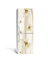 Наклейка на холодильник Акварельные бабочки пленка самоклейка ПВХ 60х180 см животные Бежевый