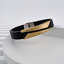 Браслет з нержавіючої медичної стали на силіконовому ремінці з позолотою «Пафос», фото 2