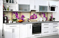 Кухонный фартук 3Д пленка Эдельвейс Крокусы фотопечать наклейка на стену Цветы Фиолетовый 600*2000 мм