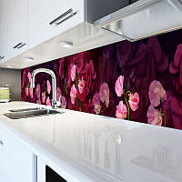 Кухонний фартух самоклеючий Рожеві польові Квіти скіналі для кухні наклейка ПВХ абстракція 600*2000 мм