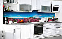 Кухонный фартук 3Д пленка Поля розовой лаванды фотопечать наклейка на стену 60х200см Пейзаж