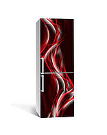 Декоративна наклейка на холодильник Червоні абстрактні лінії самоклейка плівка ПВХ 60х180 см Абстракція Чорний