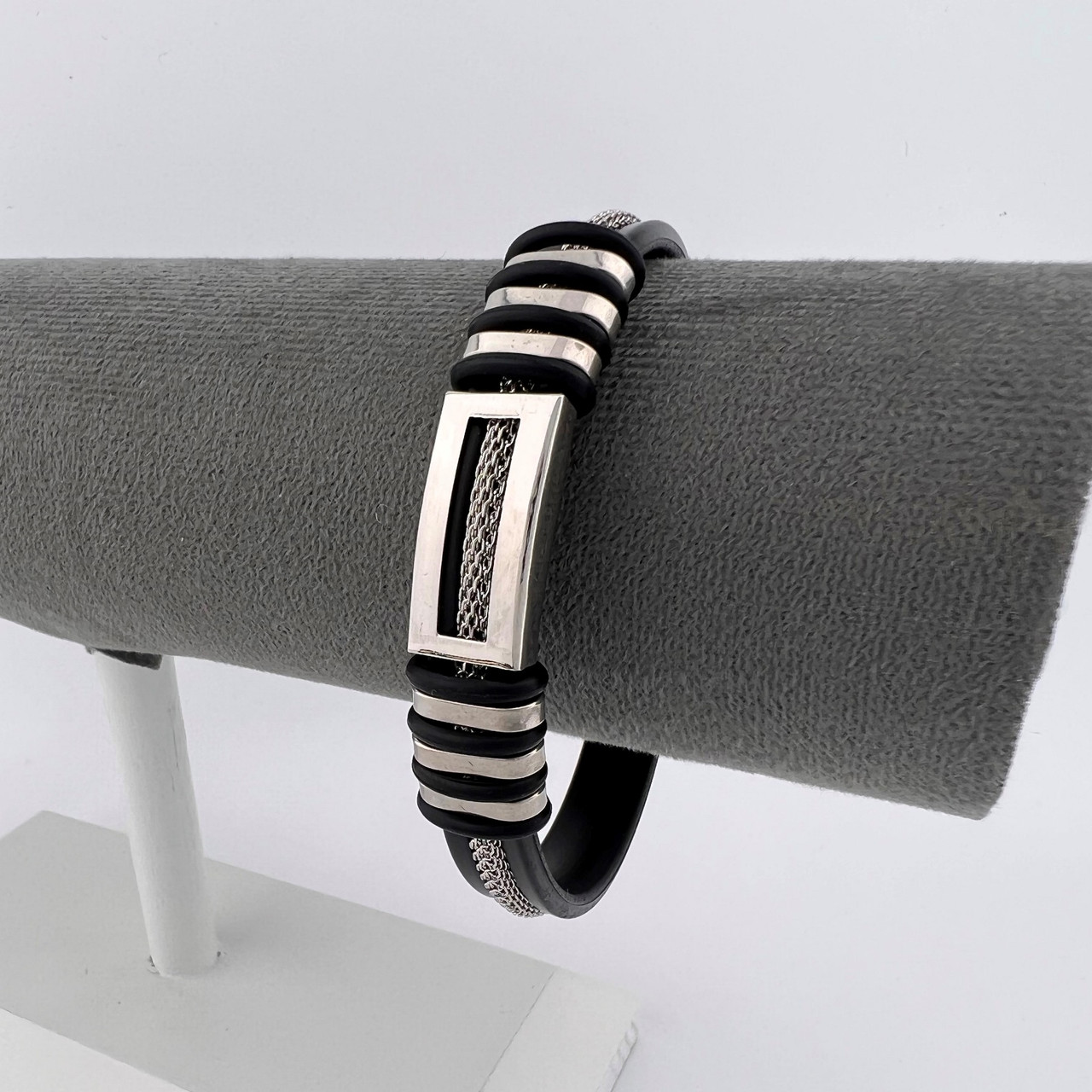 Браслет з нержавіючої медичної стали на силіконовому ремінці «Міраж», фото 1