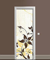 Интерьерная наклейка на двери Нарисованный цветок самоклеющаяся пленка с ламинацией 60*180 см Цветы Бежевый