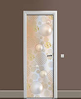 Наклейка на дверь Жемчужный печворк самоклеющаяся пленка с ламинацией 60*180 см Текстуры Бежевый