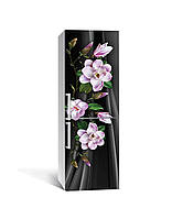 Наклейка на холодильник Квітуча магнолія плівка самоклейка ПВХ з ламінацією 60х180 см Квіти Рожевий