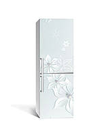 Наклейка на холодильник Перлини Плівка об'ємна самоклейка ПВХ 60х180 см Квіти Сірий
