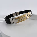 Браслет з нержавіючої медичної стали на силіконовому ремінці з позолотою «Віра I», фото 3