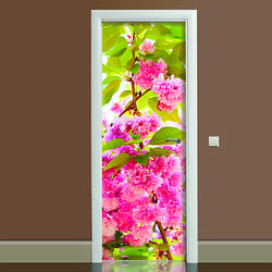 Наклейка на двері Цвітіння 01 повнокольоровий вінілова плівка ПВХ декор дверей скинали 60*180 см