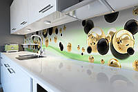 Кухонный фартук Жидкое золото (виниловая наклейка скинали ПВХ) сферы шары Абстракция Зеленый 600*2000 мм