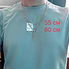 Красивий срібний комплект хрестик та ланцюжок бісмарк 925 проба, фото 4