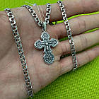 Красивий срібний комплект хрестик та ланцюжок бісмарк 925 проба, фото 2