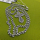 Красивий срібний комплект хрестик та ланцюжок бісмарк 925 проба, фото 5