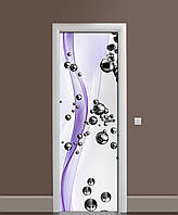 Виниловая 3D наклейка на двери Стальные шары 02 интерьерная пленка ПВХ Абстракция сферы Фиолетовый 60*180 см
