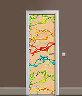 3Д наклейка на дверь Краски Брызги самоклеющаяся виниловая пленка ПВХ Абстракция Бежевый 60*180 см
