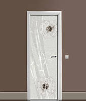 3Д наклейка на дверь Одуванчик на ветру ПВХ самоклеющаяся виниловая пленка Текстуры Серый 60*180 см