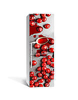 Виниловая 3D наклейка на холодильник Вишневое варенье пленка ламинация ПВХ красные ягоды Еда 60х180 см