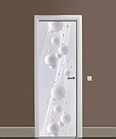 Наклейка на дверь Белые глянцевые сферы виниловая пленка с ламинацией 60*180 см Геометрия Белый