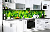 Кухонный фартук 3Д пленка Прогулка по травинке фотопечать наклейка на стену 60х200см Растения
