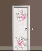 Декор дверей Наклейка Папір квітів вінілова плівка з ламінацією 60*180 см Абстракція Бежевий