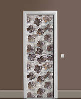 Декор дверей Наклейка Необычные сухоцветы виниловая пленка с ламинацией 60*180 см Текстуры Серый