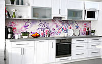 Кухонный фартук 3Д пленка Птицы Розы Иней фотопечать наклейка на стену Птицы Фиолетовый 600*2000 мм