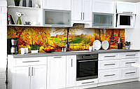Кухонный фартук 3Д пленка Одинокая скамья фотопечать наклейка на стену 60х200см Пейзаж