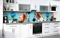 Кухонный фартук 3Д пленка Бирюзовое утро фотопечать наклейка на стену 60х200см Кофе