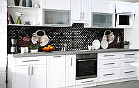 Кухонный фартук 3Д пленка Кофе и серебро фотопечать наклейка на стену 60х200см Кофе