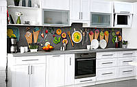 Кухонный фартук 3Д пленка Счастье лакомки фотопечать наклейка на стену 60х200см Еда