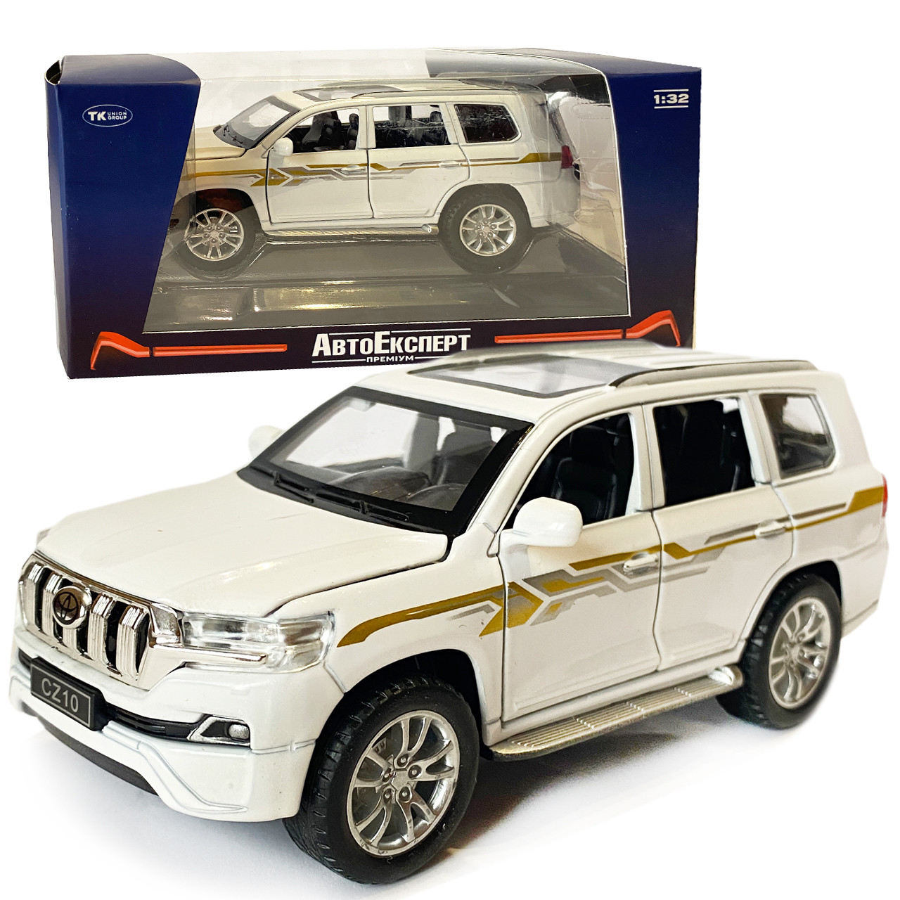 Машинка металева дитяча Toyota Land Cruiser Prado CZ10, тойота прадо, біла, Автоексперт, 1:32, звук, світло, інерція,, фото 1