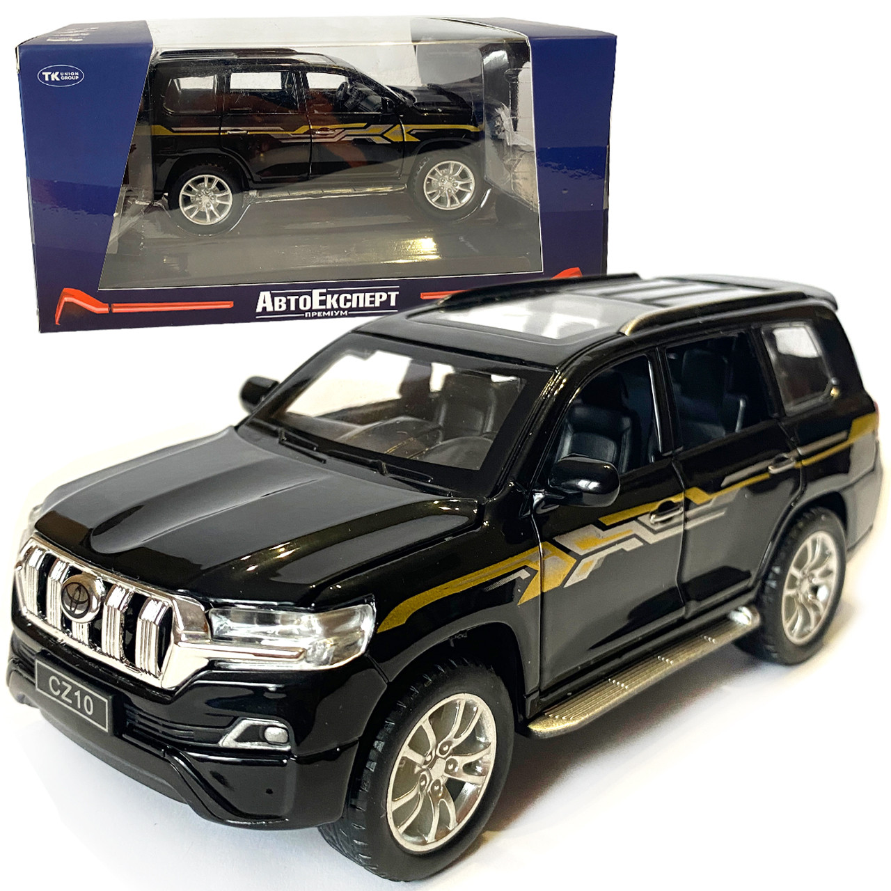 Машинка металева дитяча Toyota Land Cruiser Prado CZ10, тойота прадо, чорна, Автоексперт, 1:32, звук, світло, інерція,, фото 1
