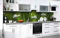 Кухонный фартук 3Д пленка Полевые цветы в траве фотопечать наклейка на стену 60х200см Зеленый