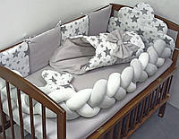 Набор тучка, коса бортик в кроватку для новорожденых