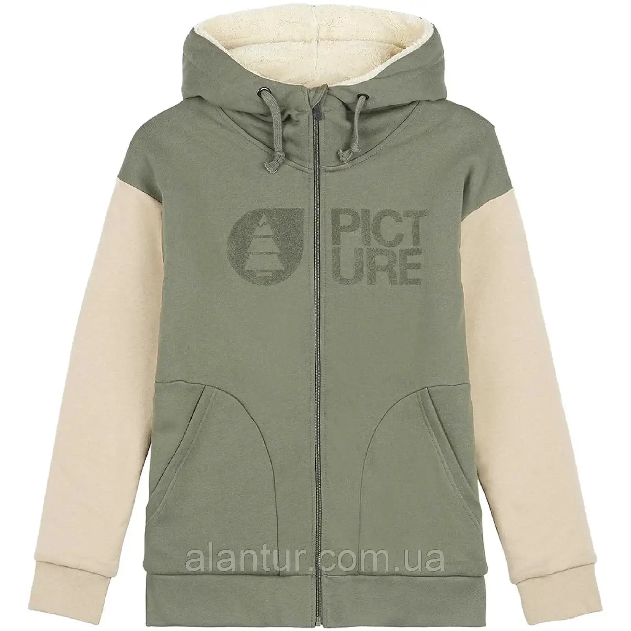 Толстовка Picture Organic Basement Plush Hoody W dusty olive, жіноча, органічна бавовна, капюшон, кишені, фото 1