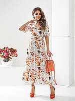 Плаття з розрізом, арт 483, помаранчевий лист