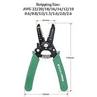 Інструмент для зачищення дроту 0,6 мм2 — 2,6 мм2 (стрипер) модель GF319407