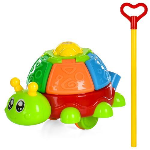 Каталка 47 см, на палиці, равлик, рухомі деталі, звук, кулька, 20-24-15 см