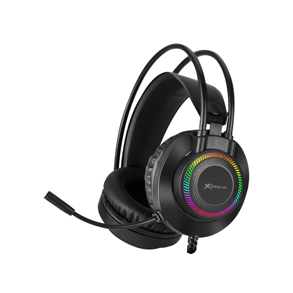 XTRIKE ME ігрові навушники з мікрофоном та RGB підсвічуванням, чорні