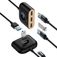 BASEUS USB Square Round 4in1 HUB адаптер 1xUSB3.0/3xUSB2.0, Micro USB Power Supply перехідник хаб