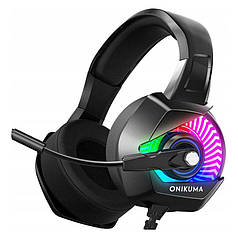 Onikuma ігрові навушники з мікрофоном, чорні, геймерська гарнітура