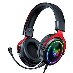 ONIKUMA ігрові навушники з мікрофоном, LED RGB підсвічування, мікрофон знімний, чорні