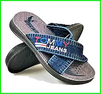 Мужские Шлёпанцы Джинсовые Тапочки Сланцы Tommy Jeans (размеры: 40,41,42,43,45)