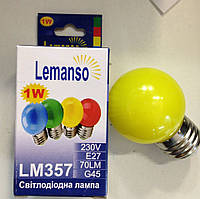 Лампа Lemanso св-а G45 5LED E27 1W жовта куля/LM357