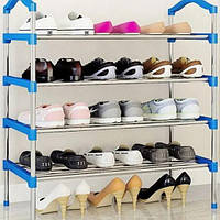 Обувная полка на 4 яруса Shoe Rack Складной металлический стеллаж