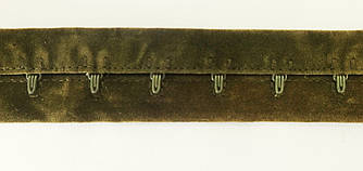 Гачки на стрічці для корсетів однорядні 28 мм хакі (екозамш)