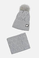Набор шапка-шарф на девочку. цвет светло-серый ЦБ-00206098