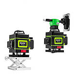 Лазерний рівень нівелір Hilda 4D 16 ліній зелений промінь 2 акумулятора та штатив 1.4 метри, фото 7